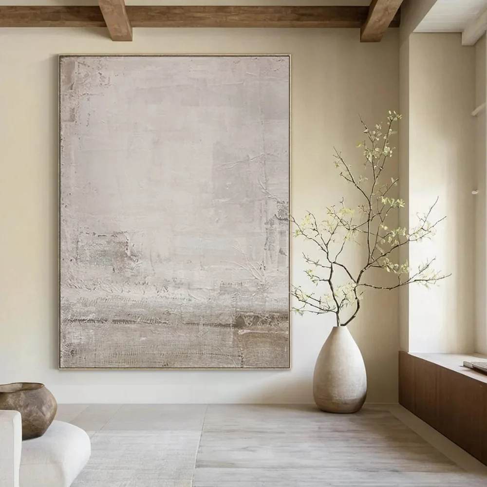 Bedroom Original White Living Hand-painted Abstract Wall Art 5PNRN